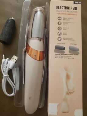 Electric Pedi Callous Remover - Rose Gold & White Rechargeable Foot File New